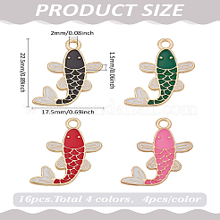16Pcs 4 Colors Alloy Enamel Pendants&nbsp;ENAM-LP0002-32