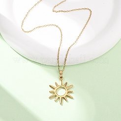 304 Stainless Steel Sun Pendant Cable Chain Necklaces for Men Women&nbsp;NJEW-K308-04A-G