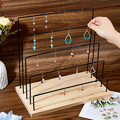 5-Tier Black Iron Earring Card Display Stands&nbsp;EDIS-WH0041-03