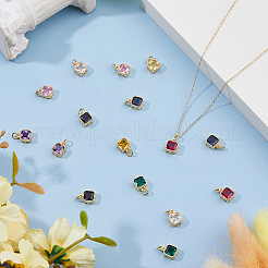 16Pcs 8 Colors Real 18K Gold Plated Brass Inlaid Cubic Zirconia Charms&nbsp;ZIRC-HS0001-05