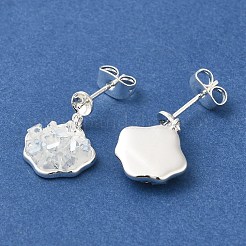 Brass Enamel & Quartz Stud Earring Findings&nbsp;KK-K388-18S