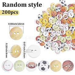 2 Bags 2-Hole Printed Wooden Buttons&nbsp;BUTT-SP0001-21