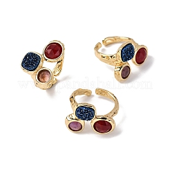 Natural Amethyst/Dyed Jade/Sodalite/Korean Jade/Rose Quartz/Agate Germ Cuff Rings&nbsp;RJEW-M076-05G