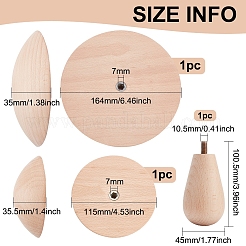 Wood Mushroom Anvil Set&nbsp;WOOD-WH0029-39