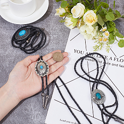 3Pcs 3 Styles Alloy Pave Resin Imitation Gemstone Flower Oval Pendant Bolo Tie Lariat Necklaces&nbsp;NJEW-CL0001-10