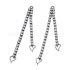 Rack Plated Brass Pave Crystal Rhinestone Chain with Heart Big Pendants&nbsp;KK-N216-419-03B