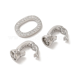 Brass Micro Pave Clear Cubic Zirconia Fold Over Clasps&nbsp;KK-A227-13P