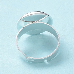 Adjustable 201 Stainless Steel Finger Rings Components&nbsp;STAS-G187-01S-14mm