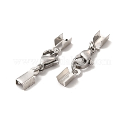 Tarnish Resistant 304 Stainless Steel Lobster Claw Clasps with Cord Ends&nbsp;STAS-H179-02P
