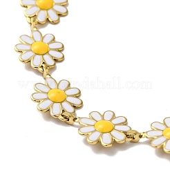 Ion Plating(IP) Enamel Flower Link Chain Bracelet&nbsp;BJEW-C023-03G