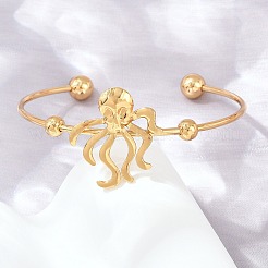 Ocean Theme 304 Stainless Steel Cuff Bangles&nbsp;SA-Z002-02G-01