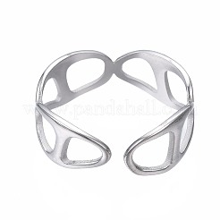 Non-Tarnish 304 Stainless Steel Oval Wrap Open Cuff Ring&nbsp;RJEW-T023-62P