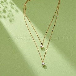 Brass Link Chain Double Layer Necklaces&nbsp;NJEW-JN03993