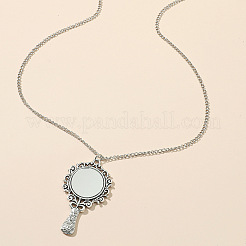 Tibetan Style Zinc Alloy Glass Mirror Pendant Necklaces for Women&nbsp;FS-WGE2CBD-01