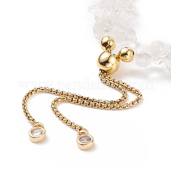Natural Gemstone Chips & Pearl Beaded Slider Bracelet for Women&nbsp;BJEW-JB08334