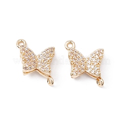 Brass Micro Pave Clear Cubic Zirconia Connector Charms&nbsp;ZIRC-P100-06G