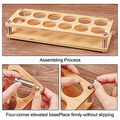 12-Hole Bamboo Glass Holder Display Racks&nbsp;ODIS-WH0061-08B