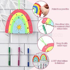 DIY Unfinished Wood Rainbow Wind Chime Kits for Children's Crafts&nbsp;ST-CJ0009-2