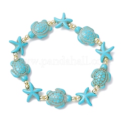 Synthetic Turquoise Beaded Stretch Bracelets for Men Women&nbsp;BJEW-JB11762-02