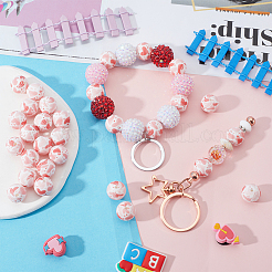 30pcs Round with Paw Pattern Silicone Focal Beads&nbsp;SIL-SC0002-03C