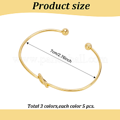 15Pcs 3 Colors Alloy Hollow Heart Open Cuff Bangles Set for Women&nbsp;BJEW-AN0001-57