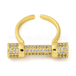 Rack Plating Brass Micro Pave Cubic Zirconia Cuff Rings for Women&nbsp;KK-M021-02G-01