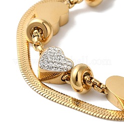 Stainless Steel Crystal Rhinestone Heart Multi-strand Bracelets for Women&nbsp;BJEW-G719-09G