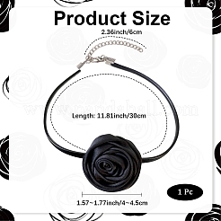 1Pc Fabric French Rose Flower Pendant PU Leather Choker Women's Necklaces&nbsp;NJEW-CL0001-06C