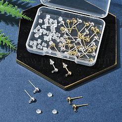 40Pcs 2 Colors 304 Stainless Steel Stud Earring Findings&nbsp;STAS-FS0001-57