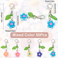 50Pcs Flower Handmade Polymer Clay Pendant Decorations&nbsp;HJEW-SC0001-66