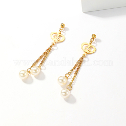 Retro Heart Tassel 201 Stainless Steel Stud Earrings&nbsp;LE0057