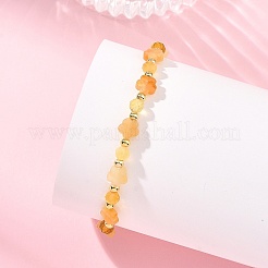 Natural Pink Opal/Natural Green Opal/Natural Green Strawberry Quartz/Natural Yellow Opal/Natural Rose Quartz/Natural Yellow Aventurine & Brass Beads Stretch Bracelets for Women&nbsp;BJEW-JB13866