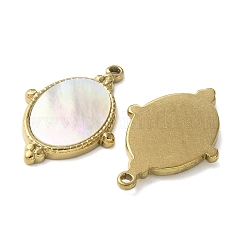 Oval 304 Stainless Steel Natural Paua Shell/White Shell Pendants Ion Plating(IP)&nbsp;STAS-U037-08G-01
