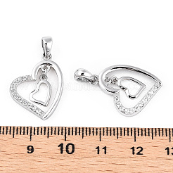Rhodium Plated 925 Sterling Silver Micro Pave Clear Cubic Zirconia Pendants&nbsp;STER-T007-49P