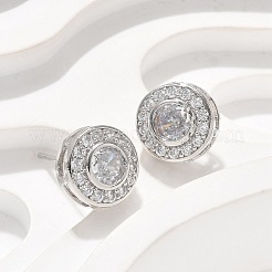 Brass Micro Pave Clear Cubic Zirconia Stud Earrings&nbsp;X-EJEW-Q015-10P