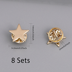 8 Sets Brass Star Lapel Pin Brooch&nbsp;JEWB-CA0001-41