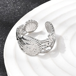 304 Stainless Steel Open Cuff Rings for Women&nbsp;RJEW-K313-15P