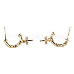 Brass Pave Clear Cubic Zirconia Stud Earring Findings&nbsp;KK-N233-389