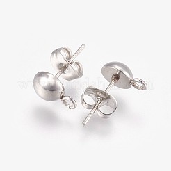 Non-Tarnish 201 Stainless Steel Stud Earring Findings&nbsp;STAS-F166-02P