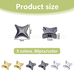 240Pcs 3 Colors Alloy Star Beads&nbsp;FIND-DC0008-24