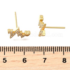 Heartbeat Brass Micro Pave Clear Cubic Zirconia Stud Earrings&nbsp;EJEW-G433-06G
