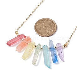 Dyed Colorful Natural Quartz Crystal Bullet Pendant Necklaces&nbsp;NJEW-JN04622