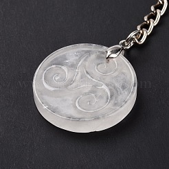 Natural Quartz Crystal Triskele/Triskelion Pendant Keychain&nbsp;KEYC-A031-01P-06