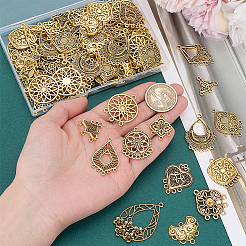 84Pcs 14 Styles Tibetan Style Zinc Alloy Hollow Chandelier Component Links&nbsp;FIND-PH0062-10