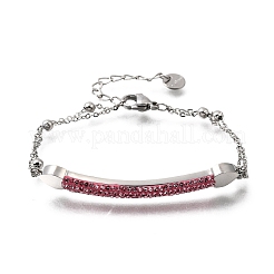 Heart Bar 304 Stainless Steel & Rhinestone Link Bracelets&nbsp;BJEW-A167-01P-02