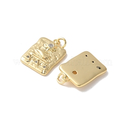 Brass Micro Pave Clear Cubic Zirconia Pendants&nbsp;KK-Q031-28G