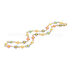 Enamel Flower Link Chains Bracelet&nbsp;BJEW-N019-01