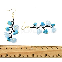Glass Seed with Natural South Red Agate & Synthetic Turquoise & Natural Rose Quartz Dangle Cluster Earrings&nbsp;EJEW-MZ00726