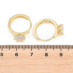 Brass Micro Pave Cubic Zirconia Hoop Earrings&nbsp;EJEW-P346-04G-02