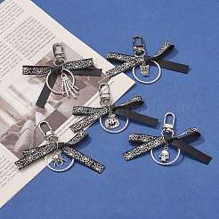 Halloween Theme Mixed Shapes Tibetan Style Alloy Keychain&nbsp;HJEW-JM00473